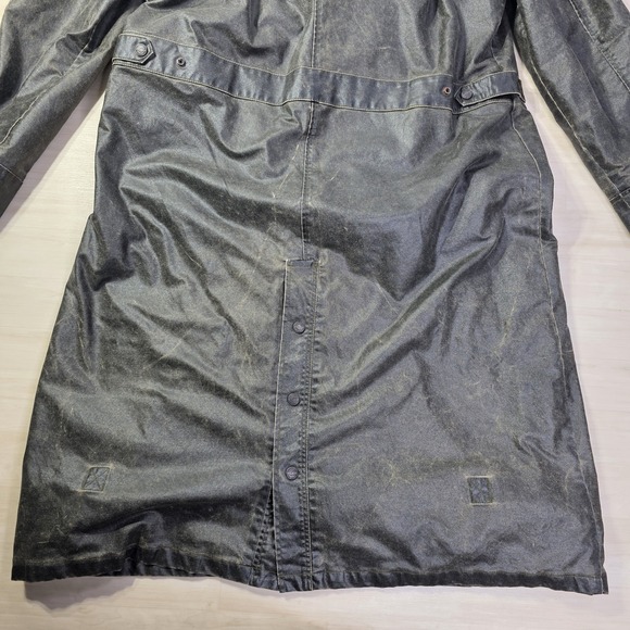 Harley‎ Davidson Waxed Duster Trench Coat Brown Distressed Long 2003 Size XL - Picture 12 of 13